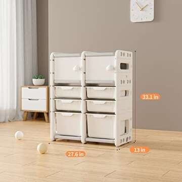 UNICOO Kids Storage Shelves, Children Toy Storage Organizer, Kids Bookshelf and Toy Storage for Scho...