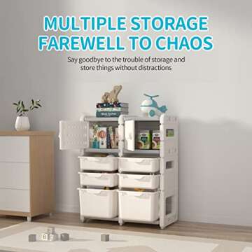 UNICOO Kids Storage Shelves, Children Toy Storage Organizer, Kids Bookshelf and Toy Storage for School, Bedroom, Playroom or Nursery (2 * 4)