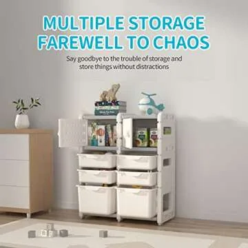 UNICOO Kids Storage Shelves, Children Toy Storage Organizer, Kids Bookshelf and Toy Storage for School, Bedroom, Playroom or Nursery (2 * 4)