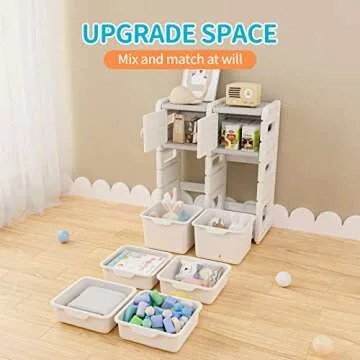 UNICOO Kids Storage Shelves, Children Toy Storage Organizer, Kids Bookshelf and Toy Storage for School, Bedroom, Playroom or Nursery (2 * 4)