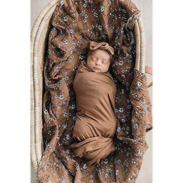 Mebie Baby Mustard Stretch Swaddle, Modern and Neutral Swaddle Blanket for Baby Girl, Soft Baby Blan...