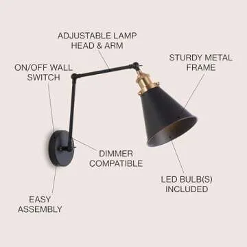 Affordable JONATHAN Y Industrial Adjustable Wall Sconce