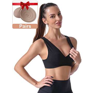 Sunzel 3 Pack Wire Free Maternity Nursing Bras for Breastfeeding Sleeping Comfortable Deep V Neck Co...