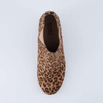Dunes Women's Zoey Wedge Bootie, Soft Vegan Suede, Easy Slip-On Design, Memory Foam, Wide Widths Available, womens ankle boots low heel, LEOPARD 6.5