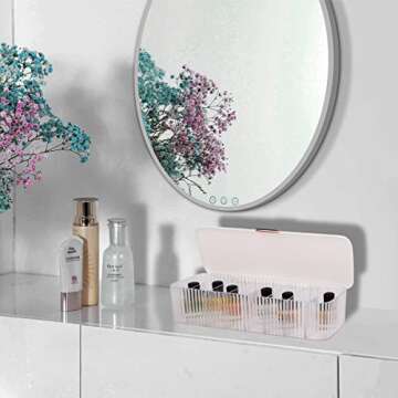 Tonxus Plastic Cable Management Box with Lid,Portable Clear Cord Organizer with 8 Compartments,Electronics Organizer Box,Desk Accessories Storage Organizer Case for Cable Stationery Supplies (White)