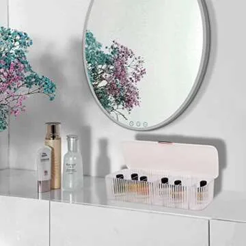 Tonxus Plastic Cable Management Box with Lid,Portable Clear Cord Organizer with 8 Compartments,Electronics Organizer Box,Desk Accessories Storage Organizer Case for Cable Stationery Supplies (White)