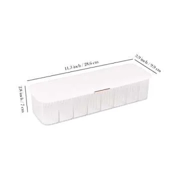 Tonxus Plastic Cable Management Box with Lid,Portable Clear Cord Organizer with 8 Compartments,Electronics Organizer Box,Desk Accessories Storage Organizer Case for Cable Stationery Supplies (White)