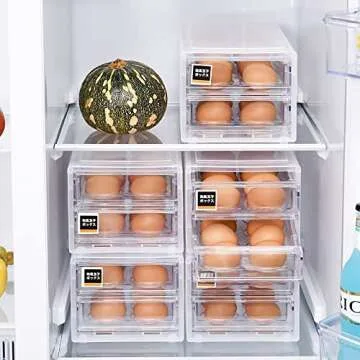 FAONIE 24 Grid Drawer Type Egg Storage Box Egg Crisper Kitchen Egg Tray Refrigerator Storage Container (White)