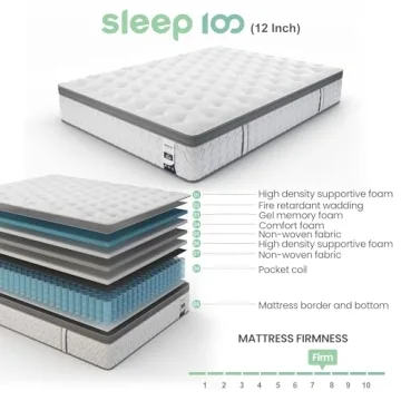 SLEEP100 Queen 12 Inch Hybrid Mattress for Deep Sleep