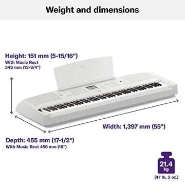 Yamaha DGX670WH 88-Key Weighted Digital Piano, White (Furniture Stand Sold Separately)