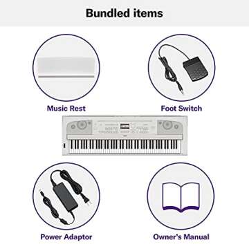 Yamaha DGX670WH 88-Key Weighted Digital Piano, White (Furniture Stand Sold Separately)
