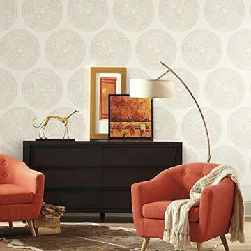 RoomMates RMK12231PLW Nikki Chu Taupe Medali Peel and Stick Wallpaper