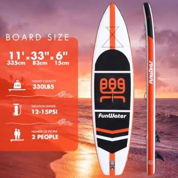 FunWater Stand Up Paddle Board Ultra-Light Inflatable Paddleboard with SUP Accessories for Adults & ...