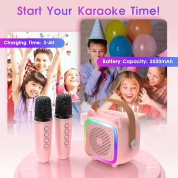 SXH Mini Karaoke Machine for Kids with Bluetooth Microphones