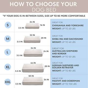 Memory Foam Dog Bed (High Density) - Orthopedic Dog Bed Insert for Large Dogs and Small, Medium, Extra Large Dogs - 5 Bed Sizes from Puppy to 100lbs Dog - Temperature Regulating Cooling Bed - L