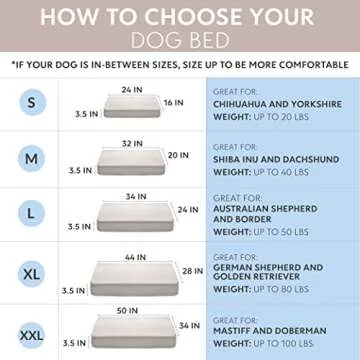 Memory Foam Dog Bed (High Density) - Orthopedic Dog Bed Insert for Large Dogs and Small, Medium, Extra Large Dogs - 5 Bed Sizes from Puppy to 100lbs Dog - Temperature Regulating Cooling Bed - L