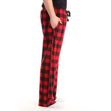 #FollowMe 45902-1A-XXL Polar Fleece Pajama Pants for Men/Sleepwear/PJs, Red Buffalo Plaid, XX-Large
