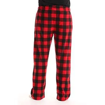 #FollowMe 45902-1A-XXL Polar Fleece Pajama Pants for Men/Sleepwear/PJs, Red Buffalo Plaid, XX-Large