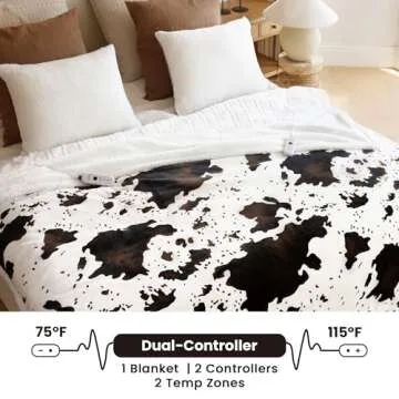 Blunique Electric Heated Blanket Queen Size with Dual Control, 5 Heat Levels, Cozy Fleece Sherpa, 84...