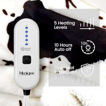 Blunique Electric Heated Blanket with Dual Control Warmth