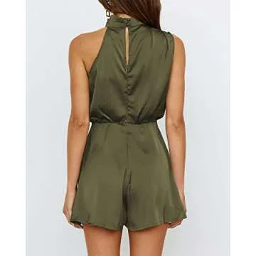 BTFBM Women Satin Summer Romper for Beach & Parties