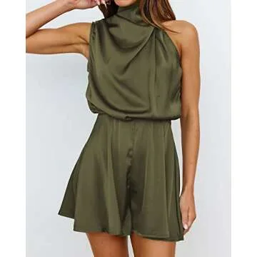 BTFBM Women Satin Summer Romper for Beach & Parties