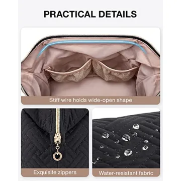 BAGSMART Travel Makeup Bag for Women - Black Organizer