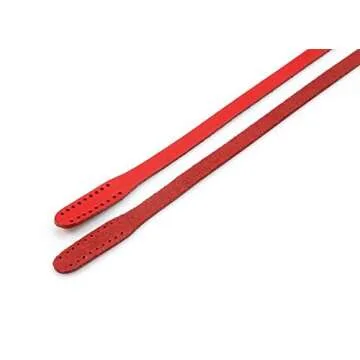 22.8" byhands Genuine Leather Narrow Style Shoulder Bag Straps/Purse Handles, Red (40-5815)