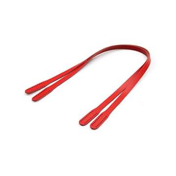 22.8" byhands Genuine Leather Narrow Style Shoulder Bag Straps/Purse Handles, Red (40-5815)