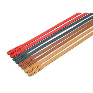 22.8" byhands Genuine Leather Narrow Style Shoulder Bag Straps/Purse Handles, Red (40-5815)