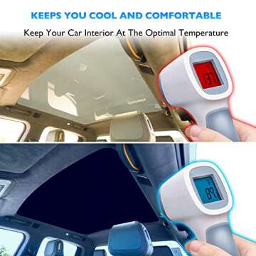 HANSSHOW Sunshade Glass Roof Sunshade Compatible with Rivian R1T, UV Blocking/Heat Insulation Cover Set Foldable Sun Shade Compatible with Rivian R1T 2022 2023 (1 pcs)((No Needed Clips/Suctions))