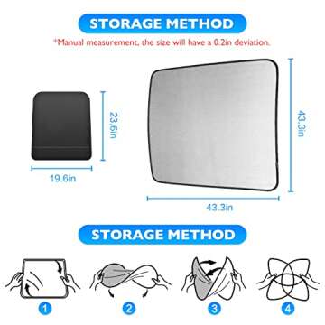 HANSSHOW Sunshade Glass Roof Sunshade Compatible with Rivian R1T, UV Blocking/Heat Insulation Cover Set Foldable Sun Shade Compatible with Rivian R1T 2022 2023 (1 pcs)((No Needed Clips/Suctions))