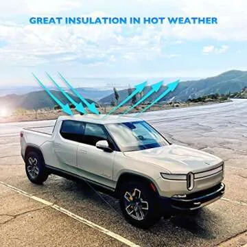 HANSSHOW Sunshade Glass Roof Sunshade Compatible with Rivian R1T, UV Blocking/Heat Insulation Cover Set Foldable Sun Shade Compatible with Rivian R1T 2022 2023 (1 pcs)((No Needed Clips/Suctions))