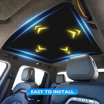 HANSSHOW Sunshade Glass Roof Sunshade Compatible with Rivian R1T, UV Blocking/Heat Insulation Cover Set Foldable Sun Shade Compatible with Rivian R1T 2022 2023 (1 pcs)((No Needed Clips/Suctions))