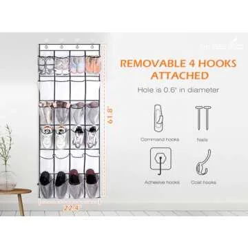 MISSLO Over The Door Shoe Organizer 24 Large Mesh Pockets, White