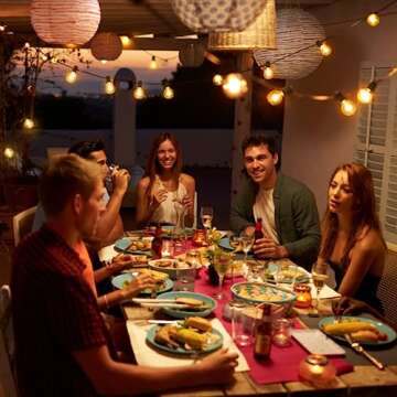 Mlambert 100Ft LED Outdoor String Lights, Dimmable Patio Lights, Waterproof Shatterproof 50+3 G40 Globe Bulb Lights for Backyard Bistro-Black 1 Pack