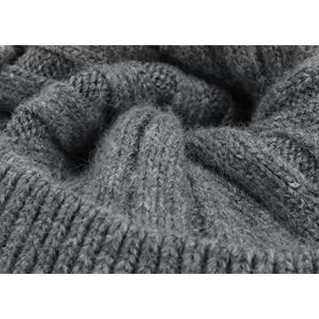Stylish Darkgrey Cashmere Beanie with Real Fur Pom Pom