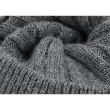 Stylish Darkgrey Cashmere Beanie with Real Fur Pom Pom