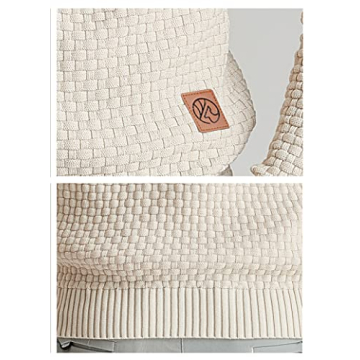 Zaitun Mens Hooded Sweatshirt Long Sleeve Solid Knitted Hoodie Pullover Sweater Khaki