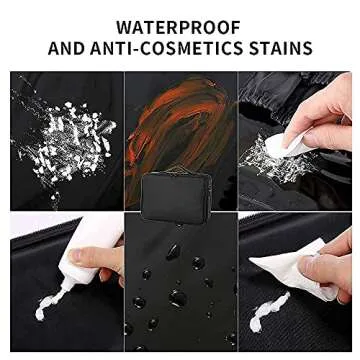 gzcz Travel Makeup Train Case 13.5 Inches Professional Makeup Bag Portable Cosmetic Case Organizer Brush Artist Storage Bag With Adjustable Dividers for Make Up Accessories (M-Black)