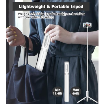 TONEOF Travel Tripod 60 Inch Selfie Stick with Remote