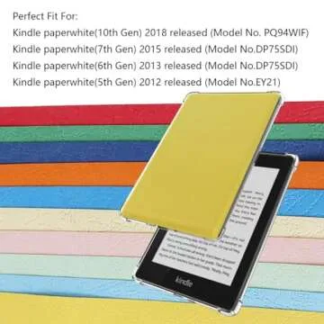 spansee Insert Cardstock for Kindle Paperwhite 1/2/3/4, Solid Color Paper Insert for Kindle Clearcase, Set of 10