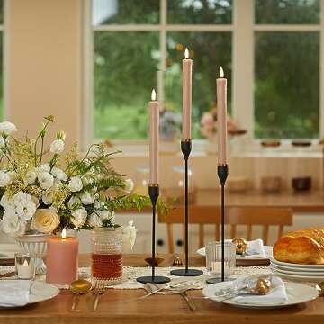 glowiu Flameless Candles with Remote Battery Operated Candlesticks Set of 6(H9.5 x D0.87) led Taper Candles for Birthday, Holiday, Party, Home Decor Indoor Outdoor Events (Light Mauve-Wick Flame)