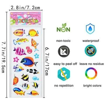 24 Sheets(500+) 3D Puffy Stickers for Toddlers Kids, Bulk Preschool Sticker Sheets for Reward, Craft, Scrapbooking Including Animal, Fruits, Dinosaurs, Fish and More