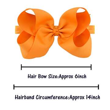 WillingTee 20 Colors Baby Girl Headbands Big 6 Inch Boutique Grosgrain Ribbon Hair Bows Big Baby Girls Bows Headbands for Baby Girls Infants Toddler Kids Teens and Children