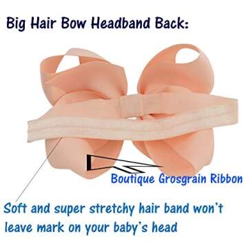 WillingTee 20 Colors Baby Girl Headbands Big 6 Inch Boutique Grosgrain Ribbon Hair Bows Big Baby Girls Bows Headbands for Baby Girls Infants Toddler Kids Teens and Children