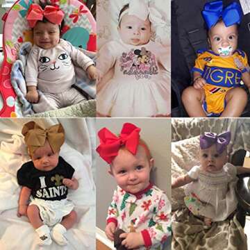 WillingTee 20 Colors Baby Girl Headbands Big 6 Inch Boutique Grosgrain Ribbon Hair Bows Big Baby Girls Bows Headbands for Baby Girls Infants Toddler Kids Teens and Children