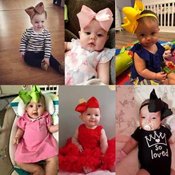 WillingTee 20 Colors Baby Girl Headbands Big 6 Inch Boutique Grosgrain Ribbon Hair Bows Big Baby Girls Bows Headbands for Baby Girls Infants Toddler Kids Teens and Children