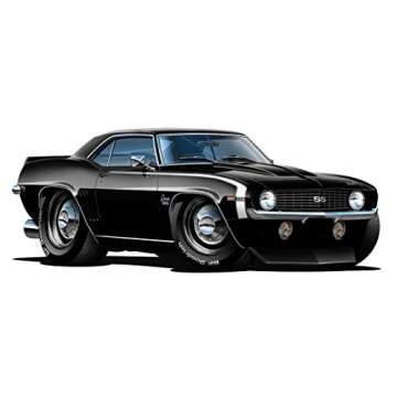 1969 Camaro RS SS 396 Cartoon Cars 3ft Long (36" Long) Vinyl Wall Decal Graphic Sticker Poster Garage Home Decor