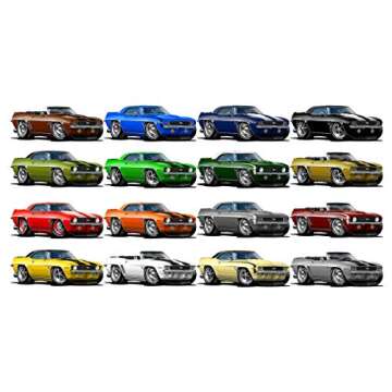 1969 Camaro RS SS 396 Cartoon Cars 3ft Long (36" Long) Vinyl Wall Decal Graphic Sticker Poster Garage Home Decor
